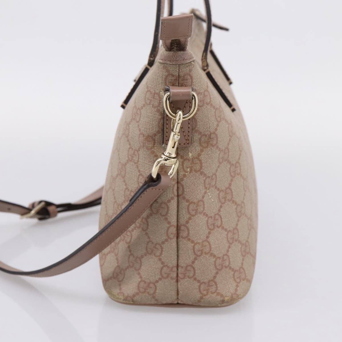GUCCI GG Supreme Hand Bag PVC 2way Pink Gold Tone 353439 Auth 207789