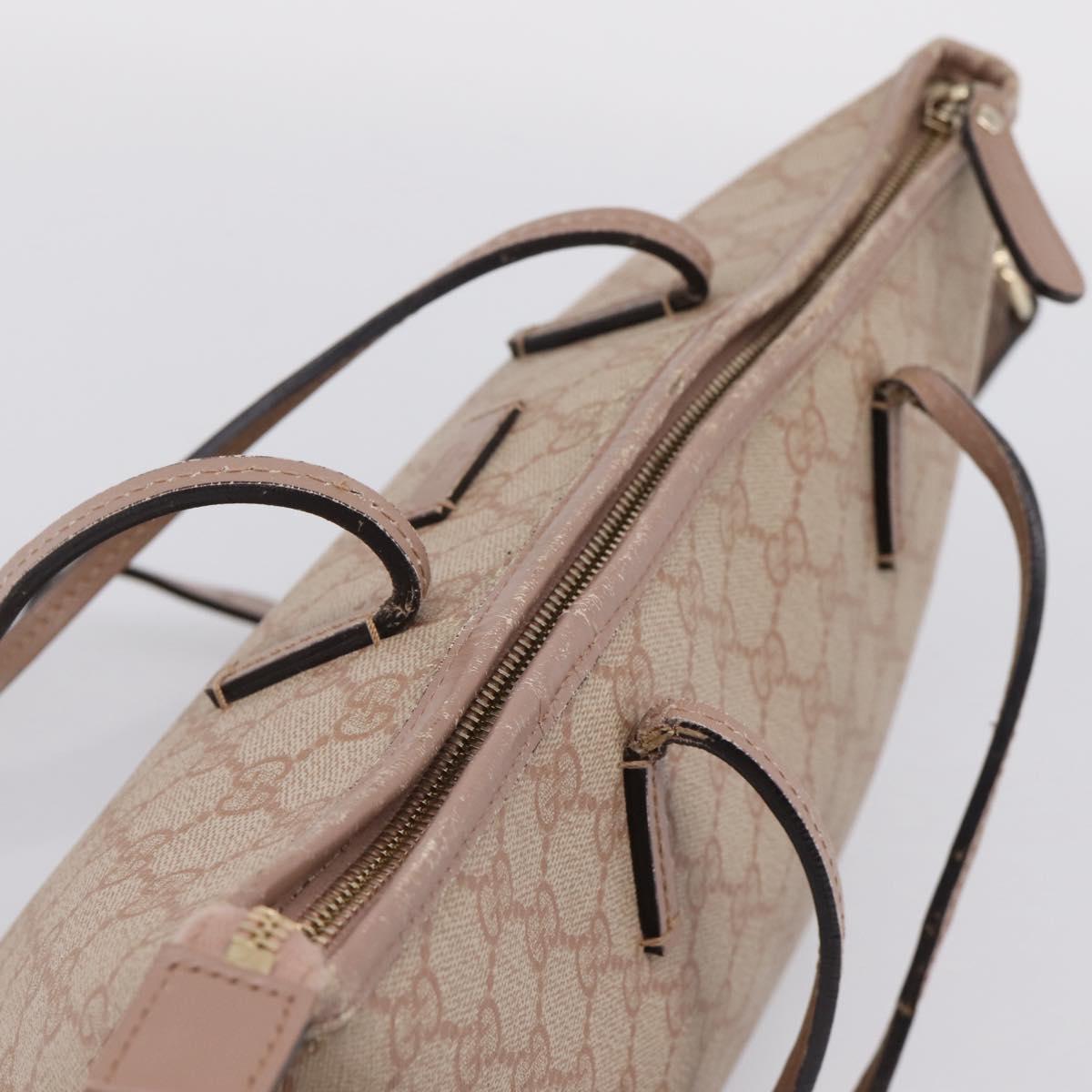 GUCCI GG Supreme Hand Bag PVC 2way Pink Gold Tone 353439 Auth 207789