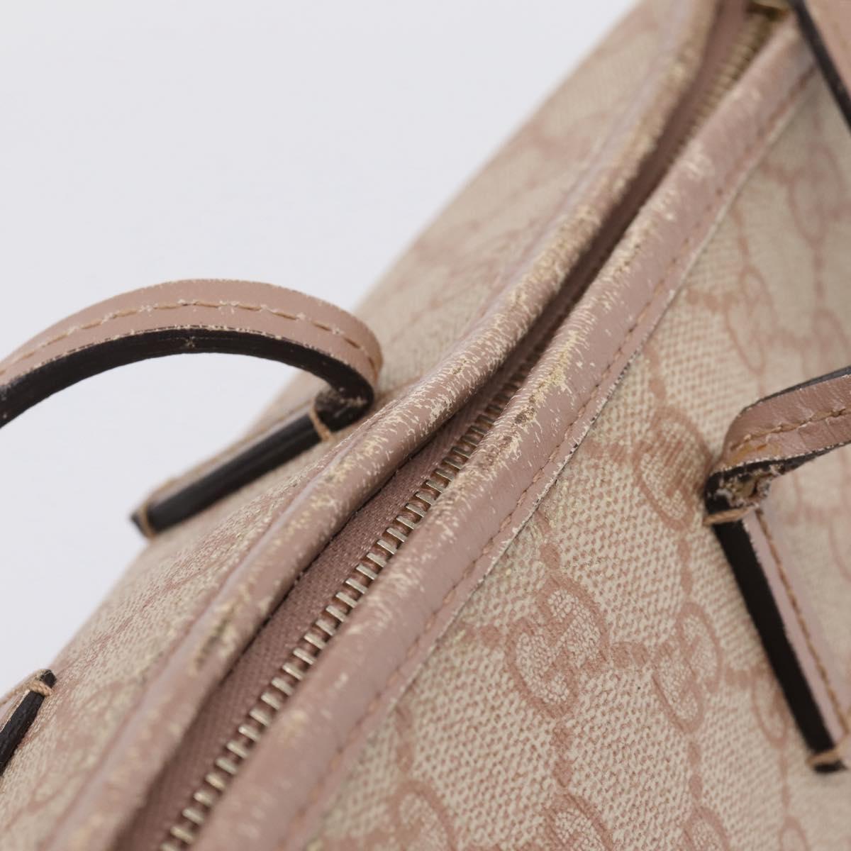 GUCCI GG Supreme Hand Bag PVC 2way Pink Gold Tone 353439 Auth 207789