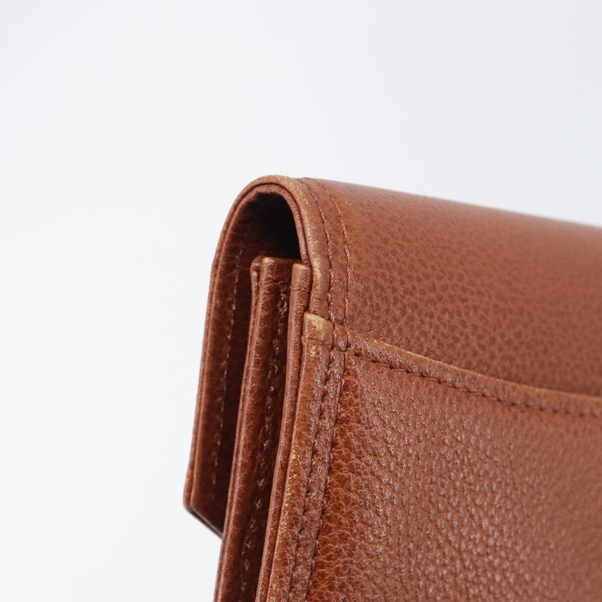 Saint Laurent Clutch Bag Leather Brown Gold Tone Auth 207791A