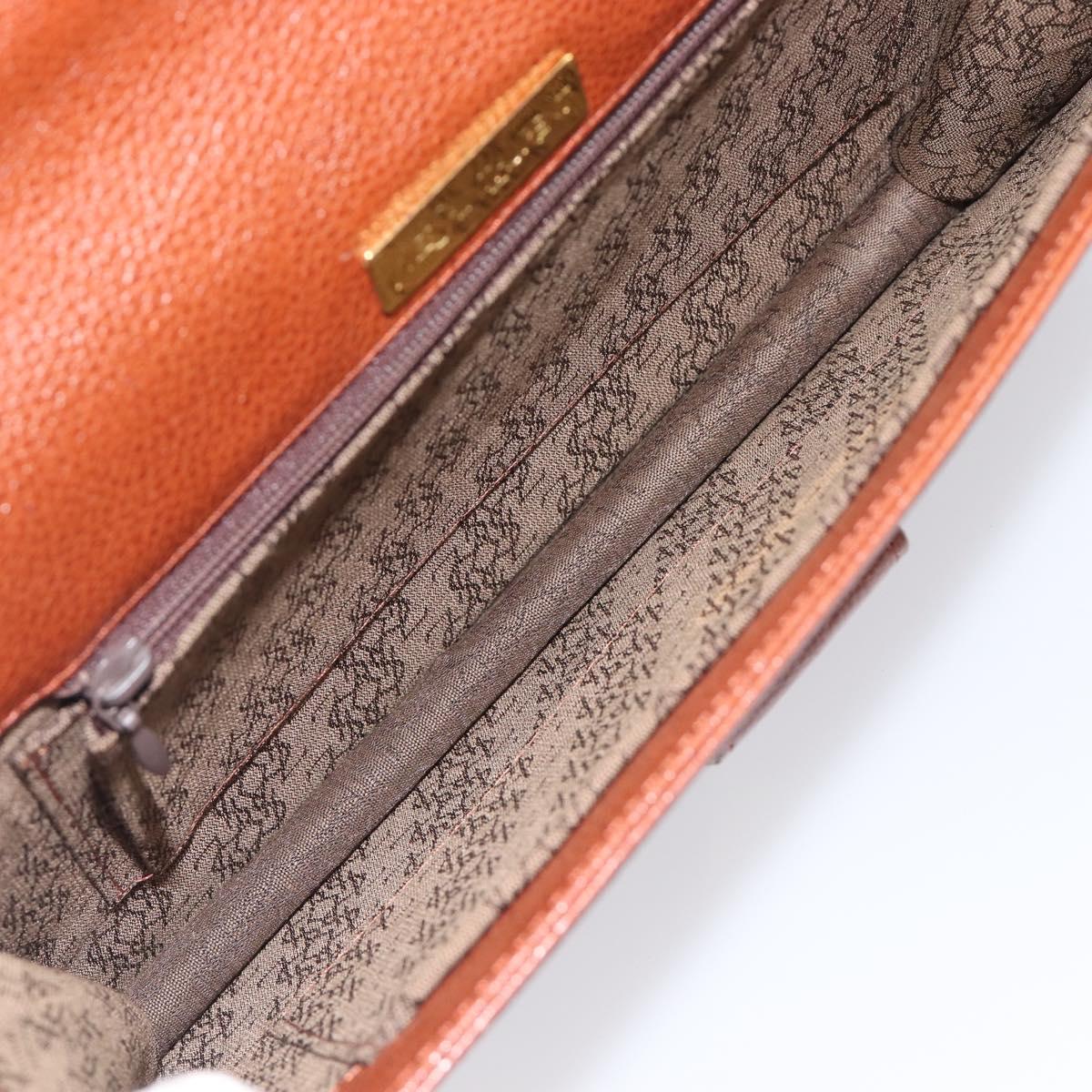 Saint Laurent Clutch Bag Leather Brown Gold Tone Auth 207791A