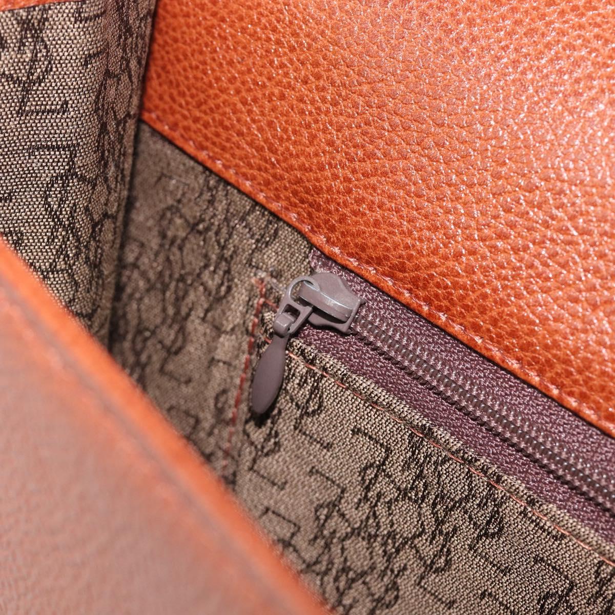 Saint Laurent Clutch Bag Leather Brown Gold Tone Auth 207791A