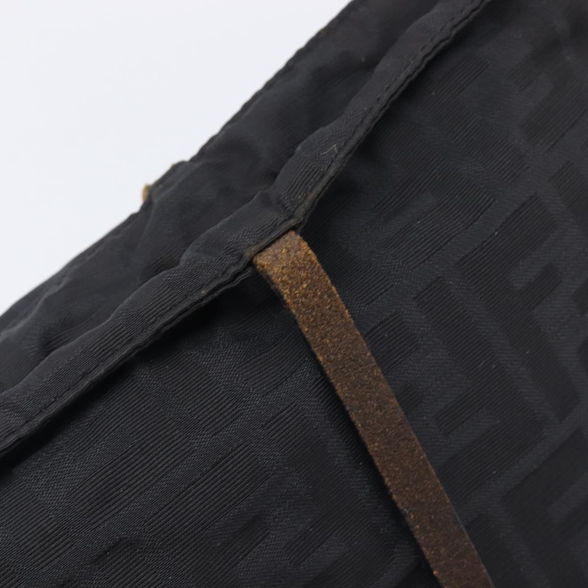 FENDI Zucca Canvas Tote Bag Black Silver Auth 207792