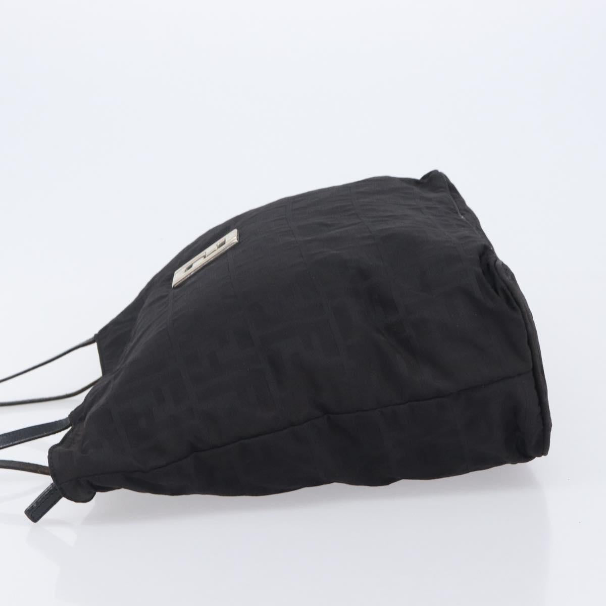 FENDI Zucca Canvas Tote Bag Black Silver Auth 207792