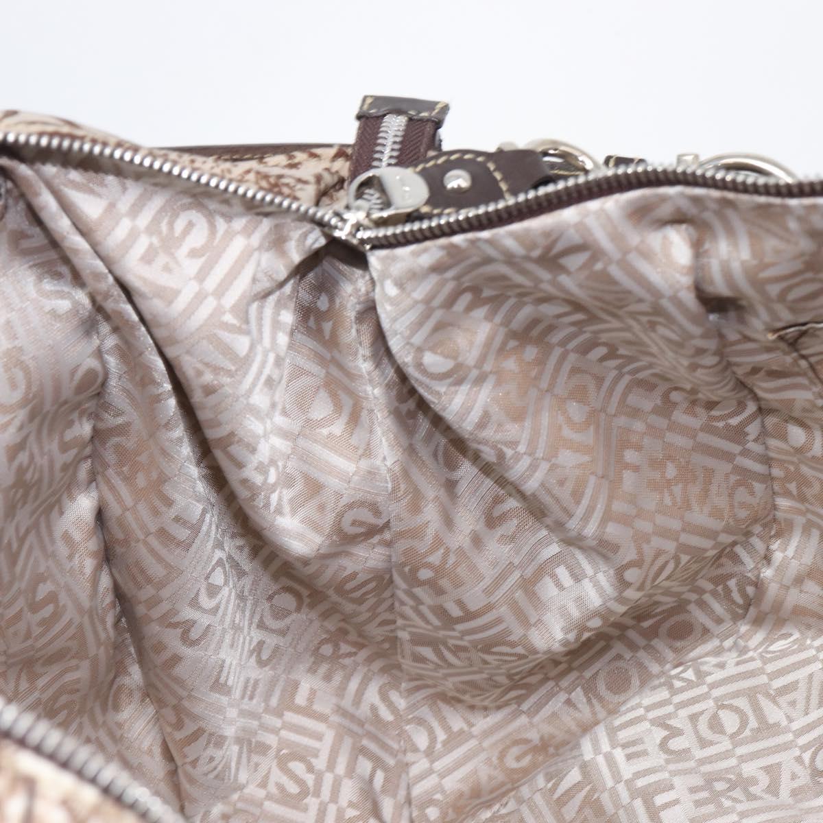 Salvatore Ferragamo Gancini Tote Bag Nylon Beige Silver Auth 207794A