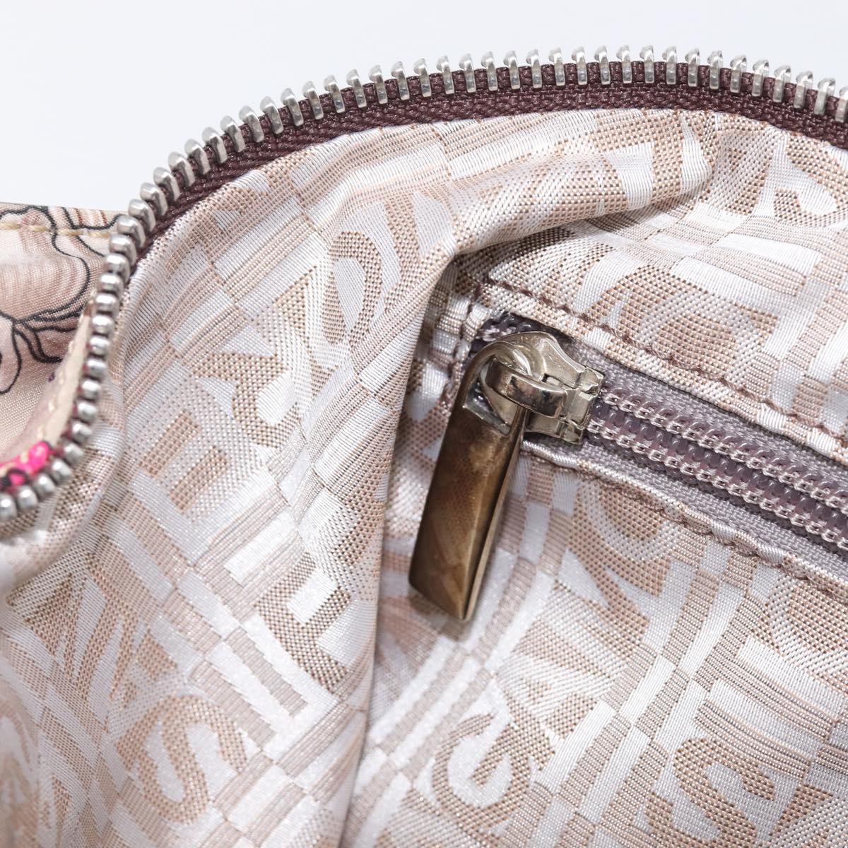 Salvatore Ferragamo Gancini Tote Bag Nylon Beige Silver Auth 207794A