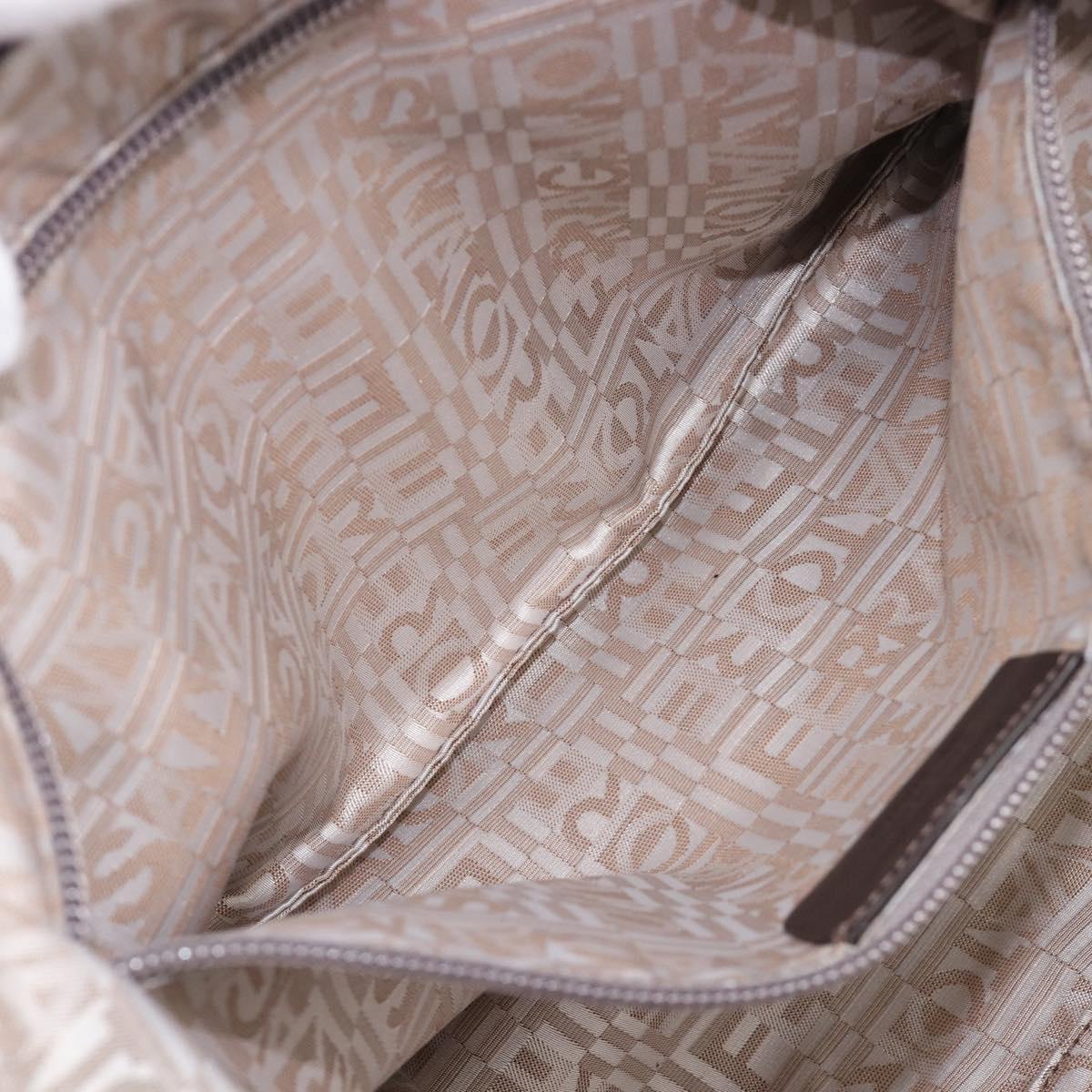 Salvatore Ferragamo Gancini Tote Bag Nylon Beige Silver Auth 207794A