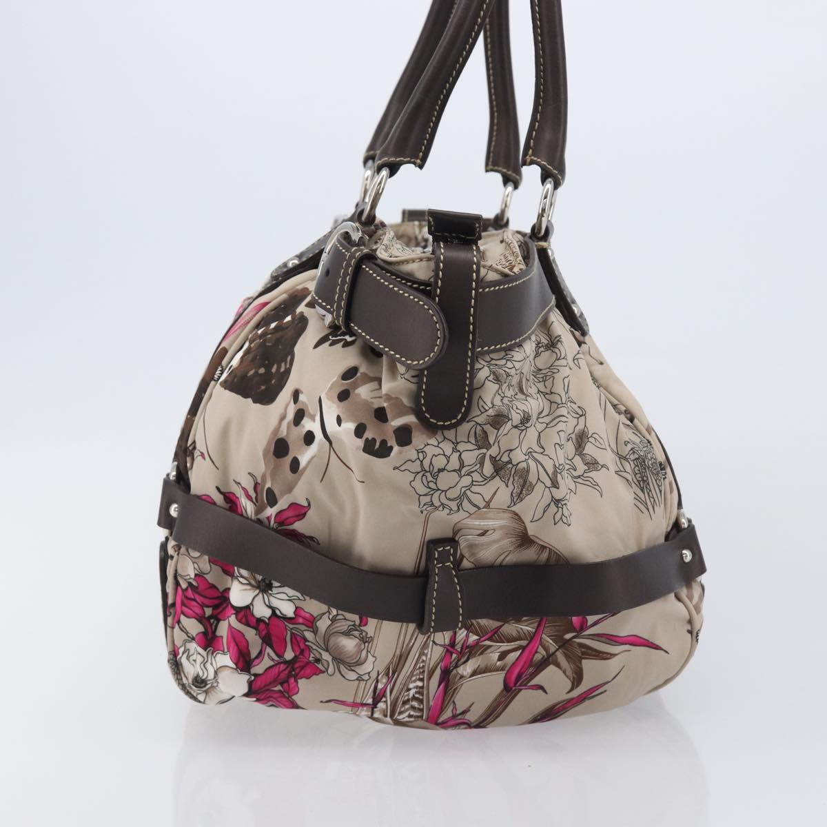 Salvatore Ferragamo Gancini Tote Bag Nylon Beige Silver Auth 207794A