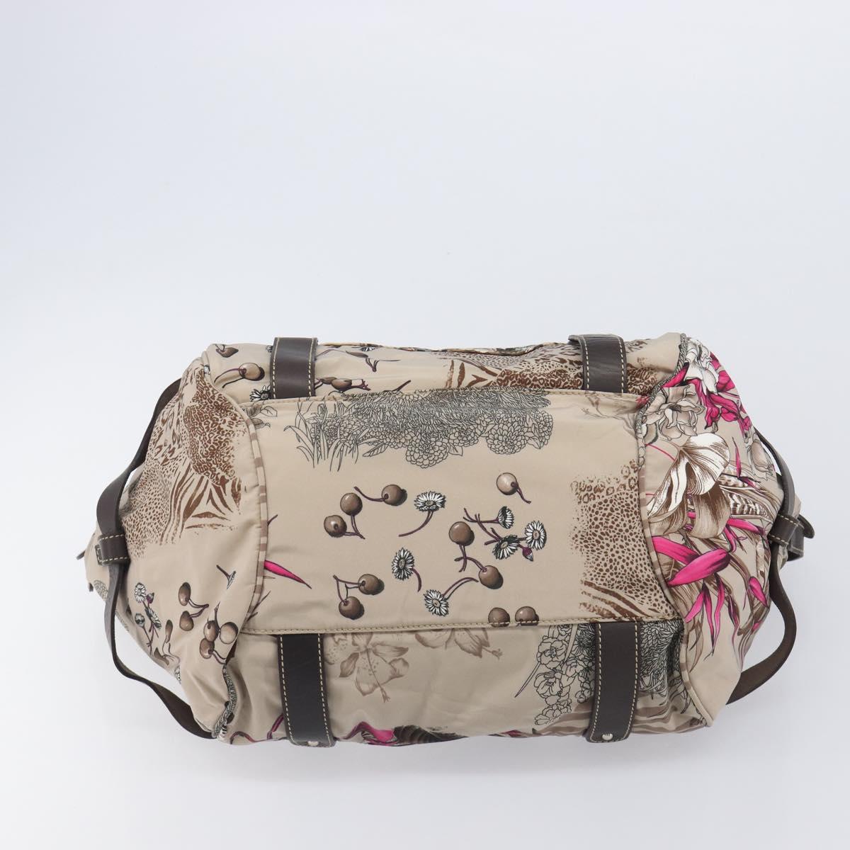 Salvatore Ferragamo Gancini Tote Bag Nylon Beige Silver Auth 207794A