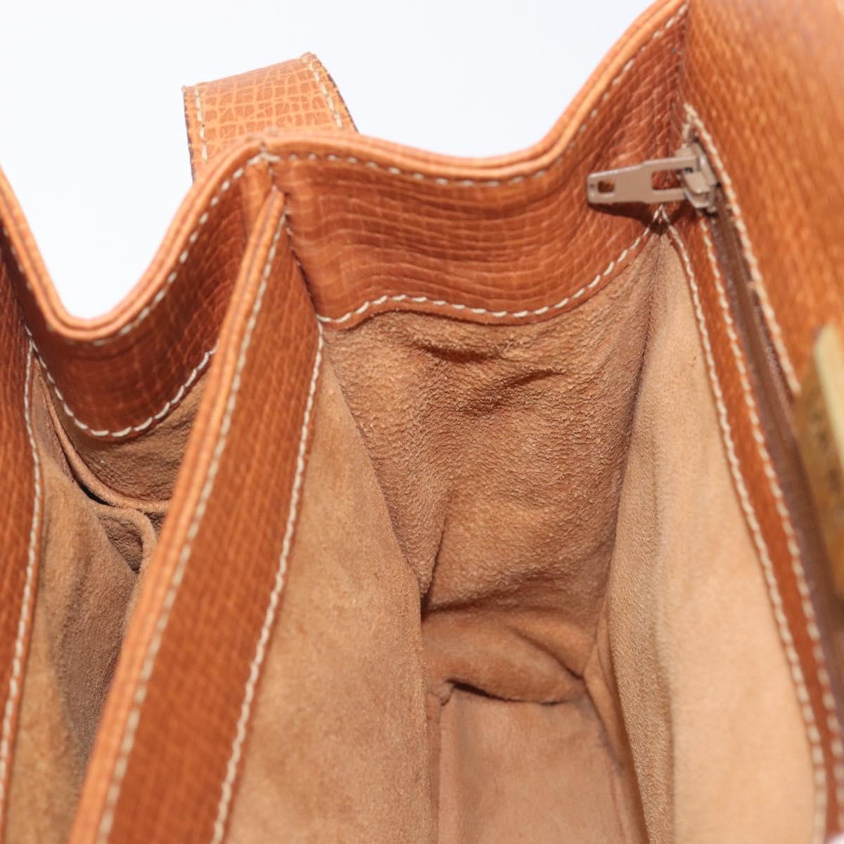 LOEWE Shoulder Bag Leather Brown Gold Tone Auth 207796A