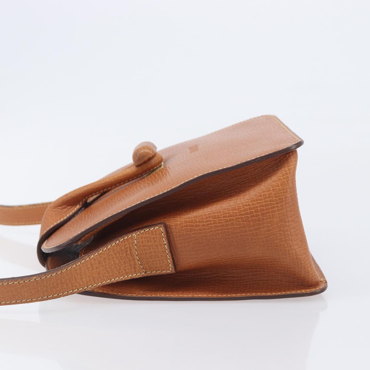 LOEWE Shoulder Bag Leather Brown Gold Tone Auth 207796A