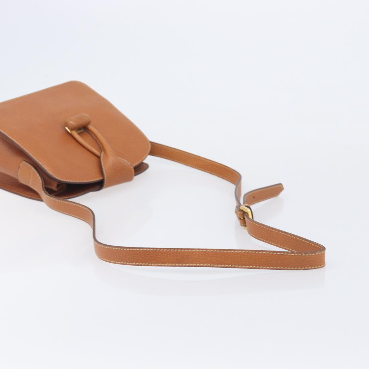 LOEWE Shoulder Bag Leather Brown Gold Tone Auth 207796A