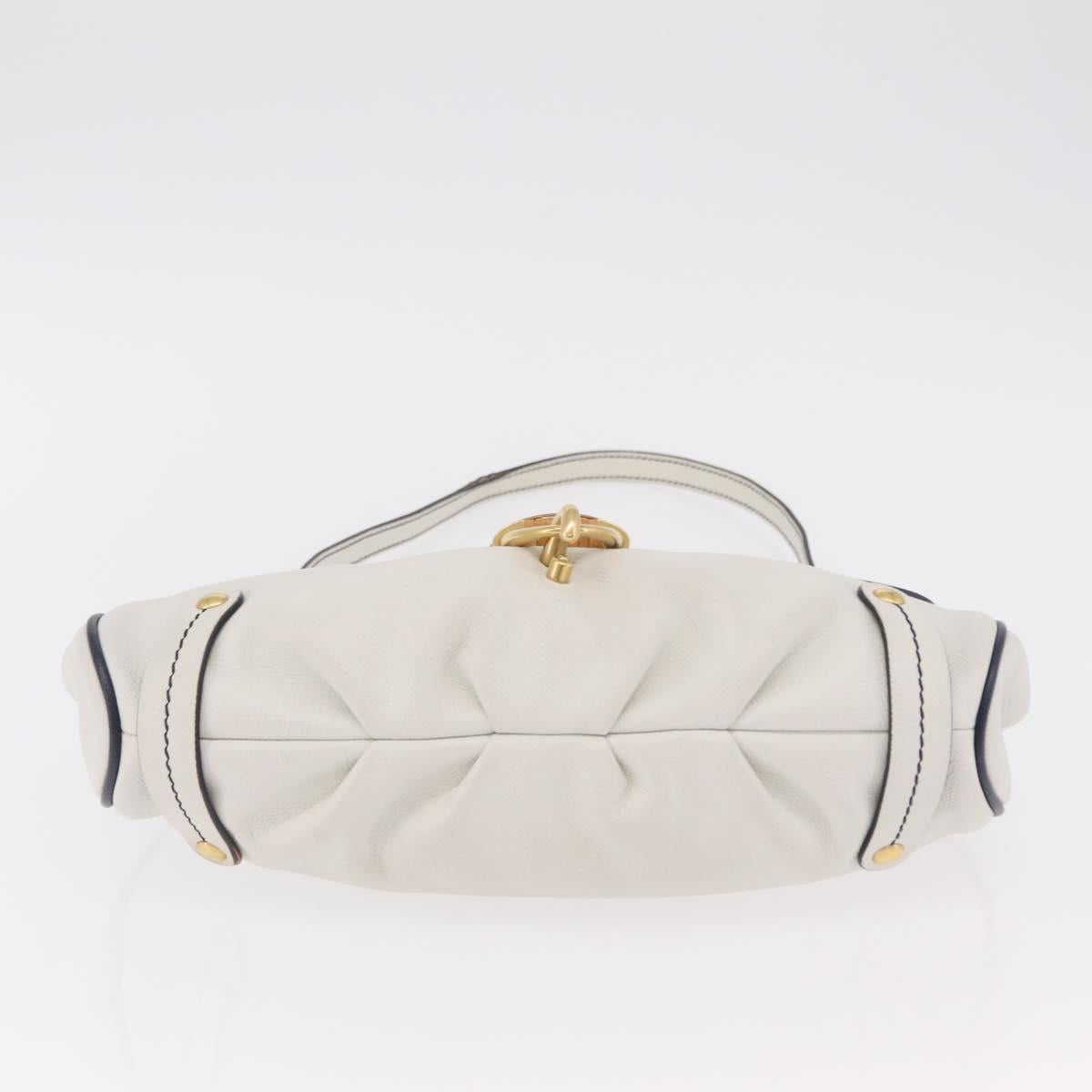 Salvatore Ferragamo Shoulder Bag Leather White Gold Auth 207797V