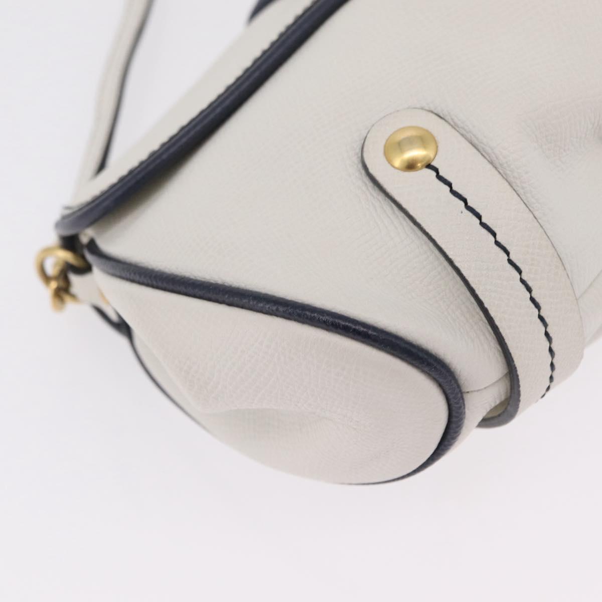 Salvatore Ferragamo Shoulder Bag Leather White Gold Auth 207797V