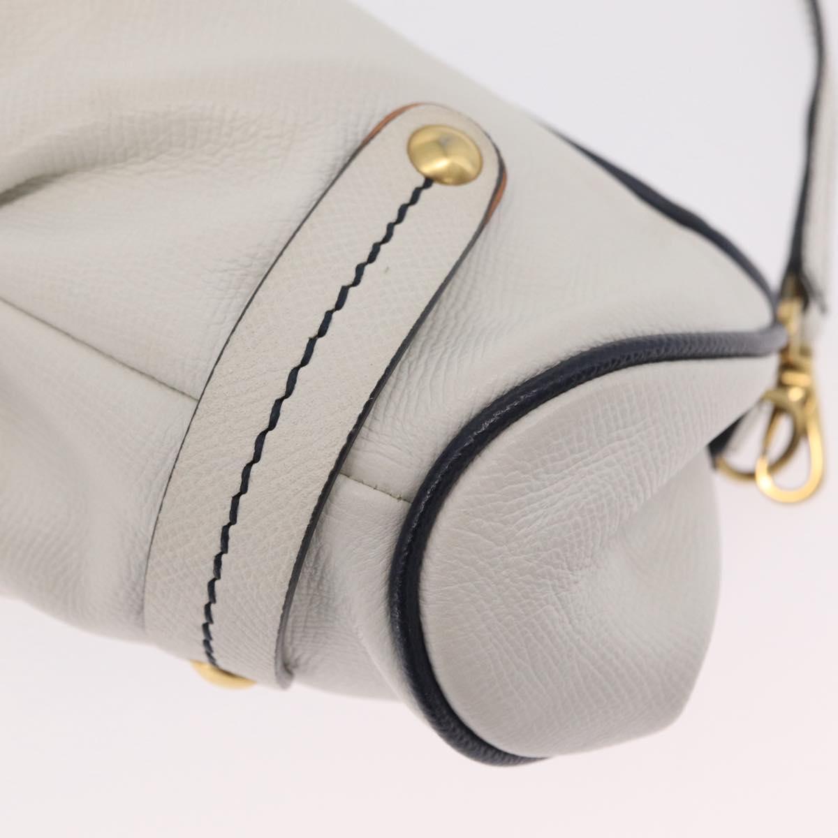 Salvatore Ferragamo Shoulder Bag Leather White Gold Auth 207797V