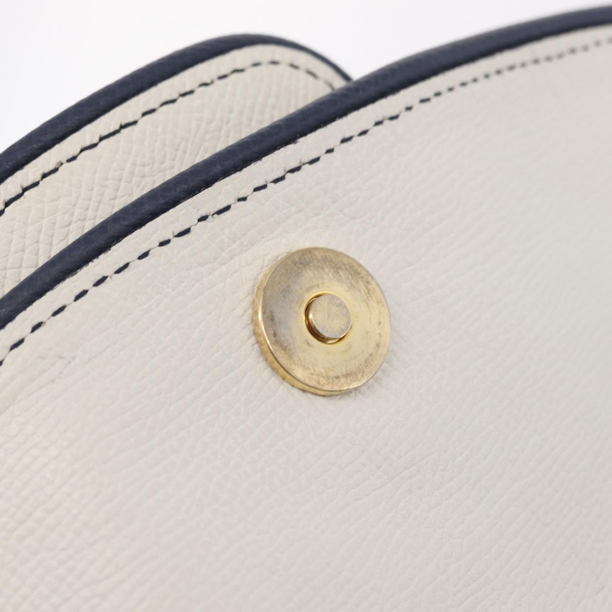 Salvatore Ferragamo Shoulder Bag Leather White Gold Auth 207797V