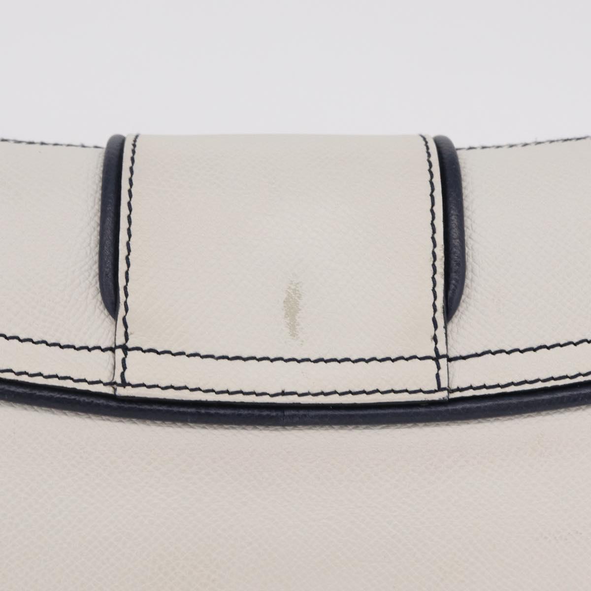 Salvatore Ferragamo Shoulder Bag Leather White Gold Auth 207797V