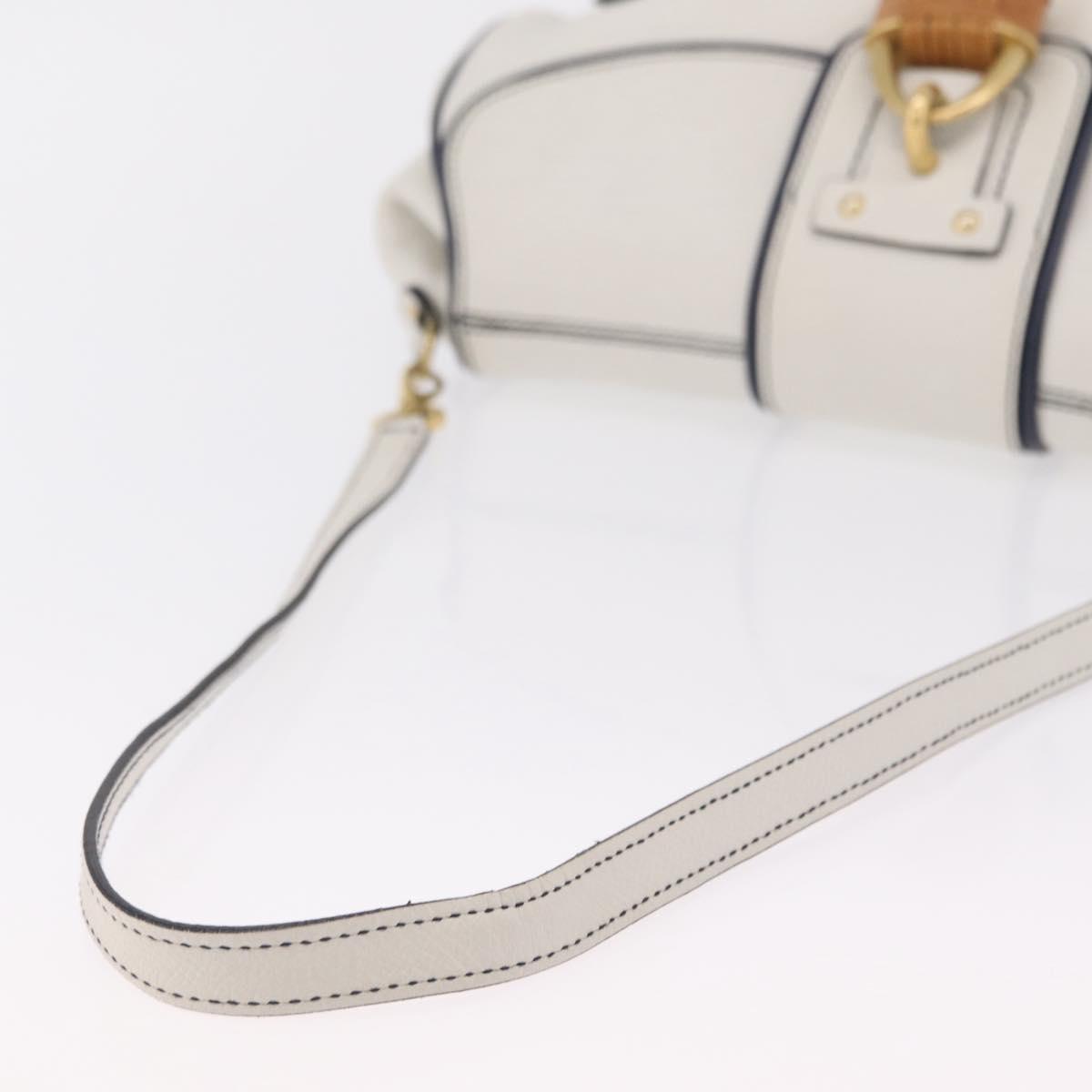 Salvatore Ferragamo Shoulder Bag Leather White Gold Auth 207797V