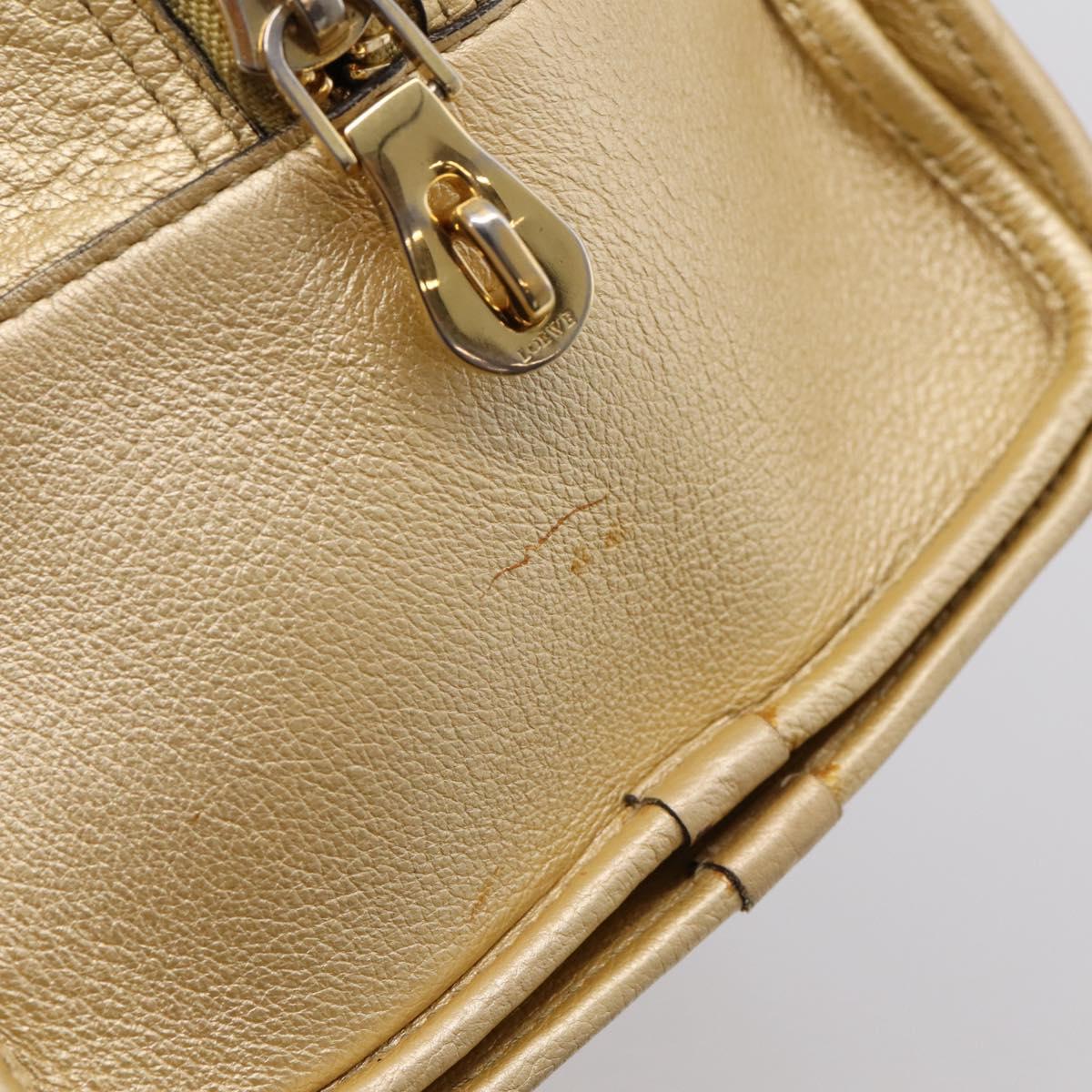 LOEWE Amazona 32 Hand Bag Leather Gold Auth 207798A
