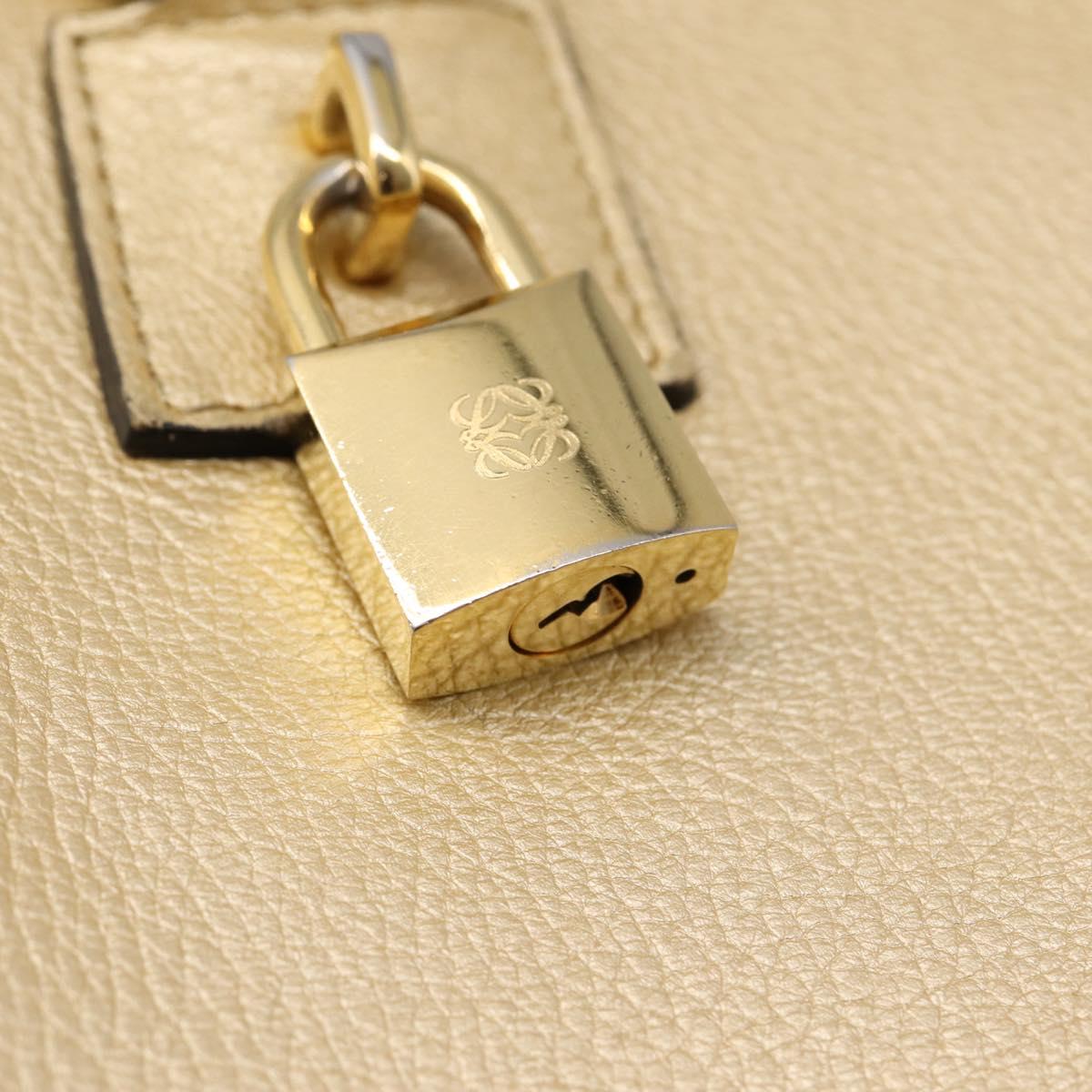 LOEWE Amazona 32 Hand Bag Leather Gold Auth 207798A