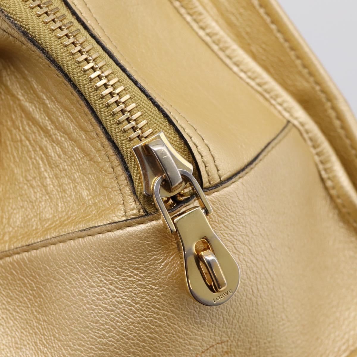 LOEWE Amazona 32 Hand Bag Leather Gold Auth 207798A