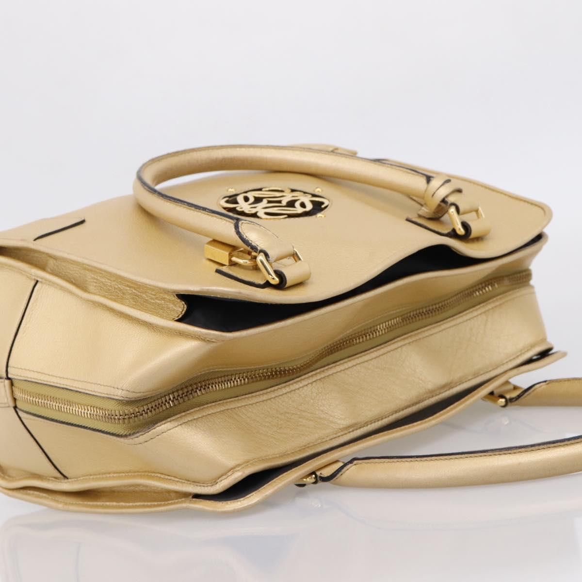 LOEWE Amazona 32 Hand Bag Leather Gold Auth 207798A