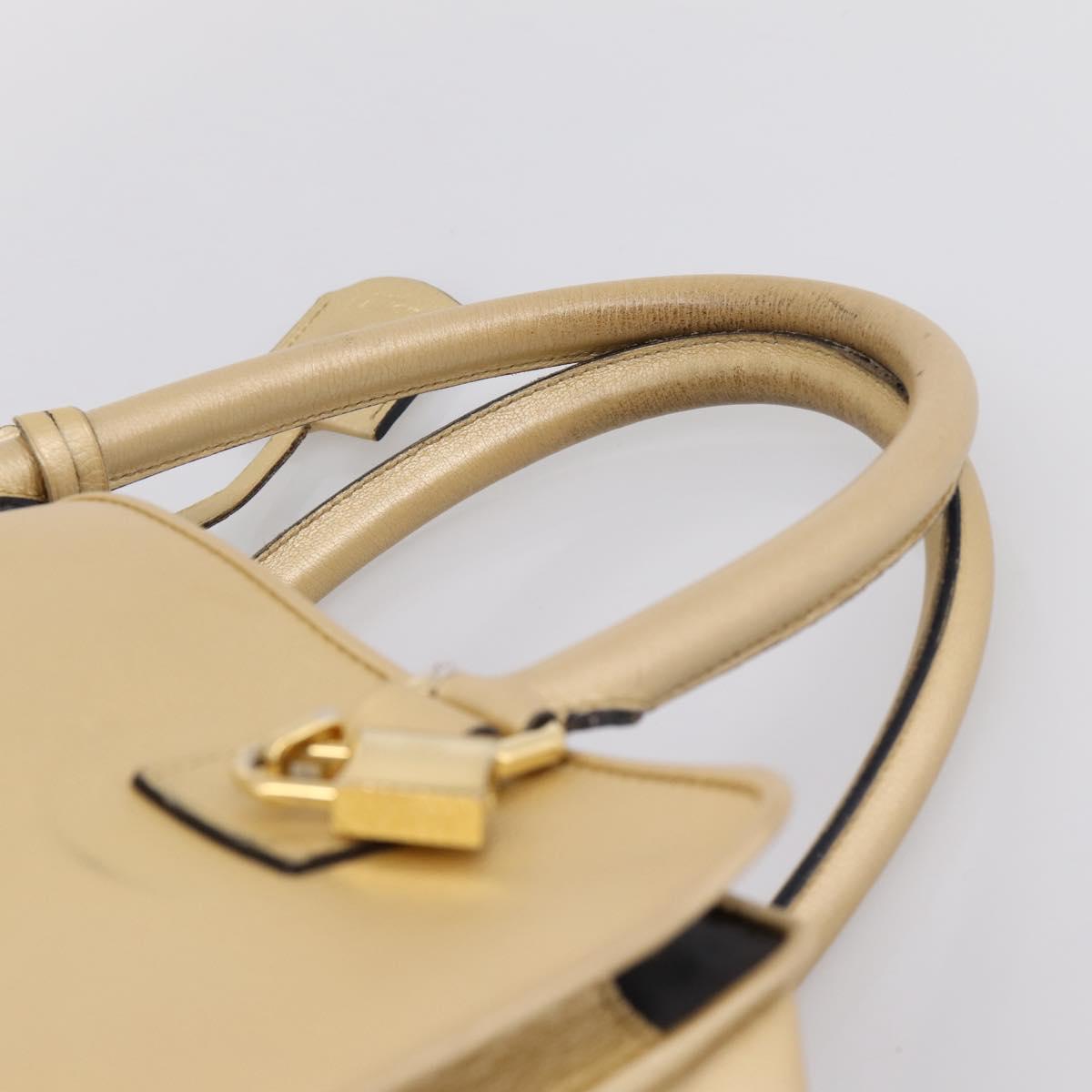 LOEWE Amazona 32 Hand Bag Leather Gold Auth 207798A
