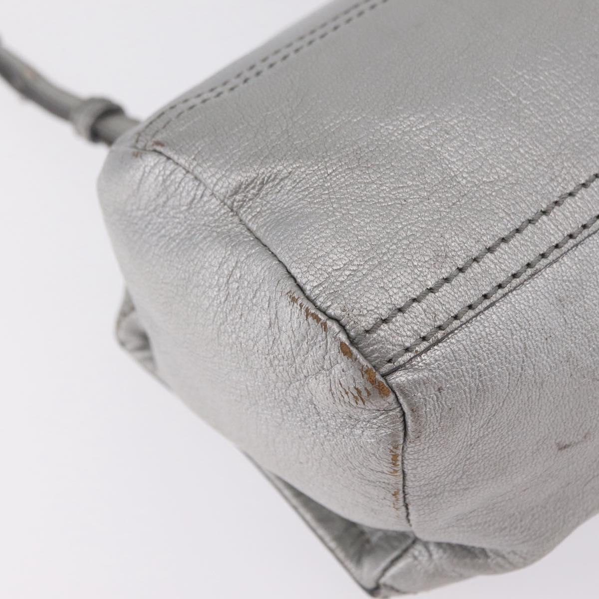 GIVENCHY Pandora Mini Shoulder Bag Leather Silver Auth 207804