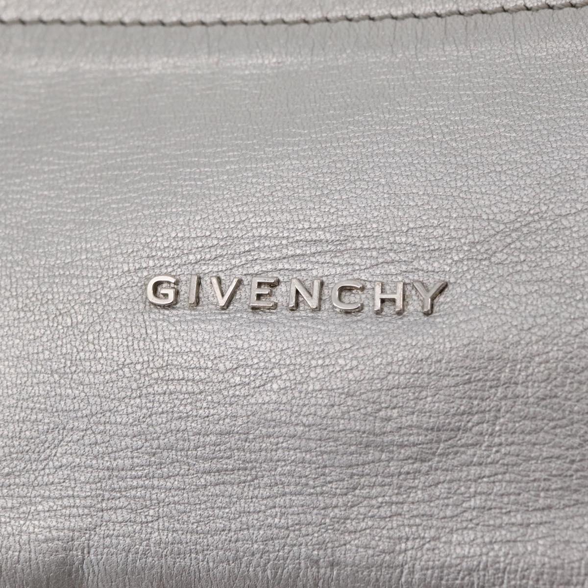 GIVENCHY Pandora Mini Shoulder Bag Leather Silver Auth 207804