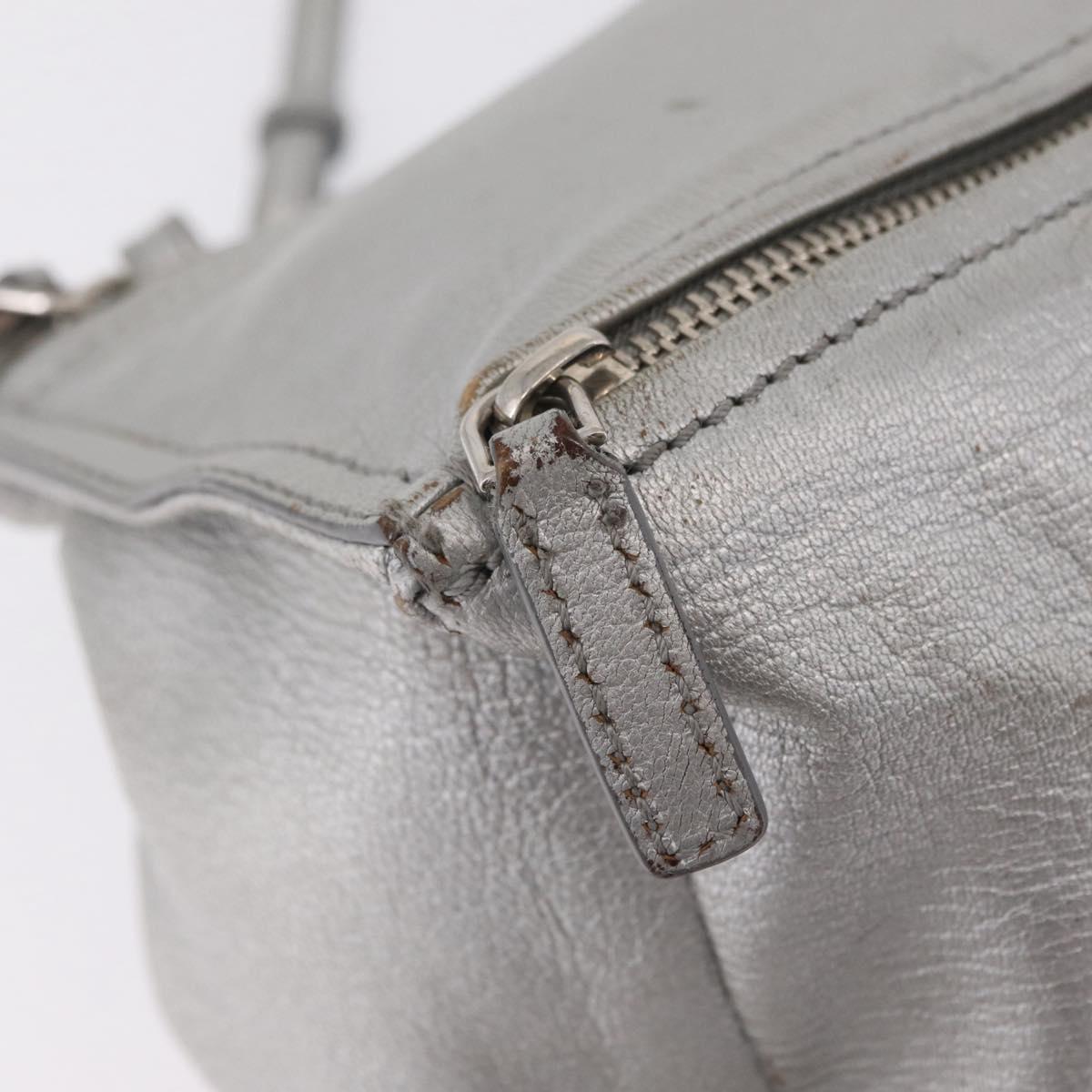 GIVENCHY Pandora Mini Shoulder Bag Leather Silver Auth 207804