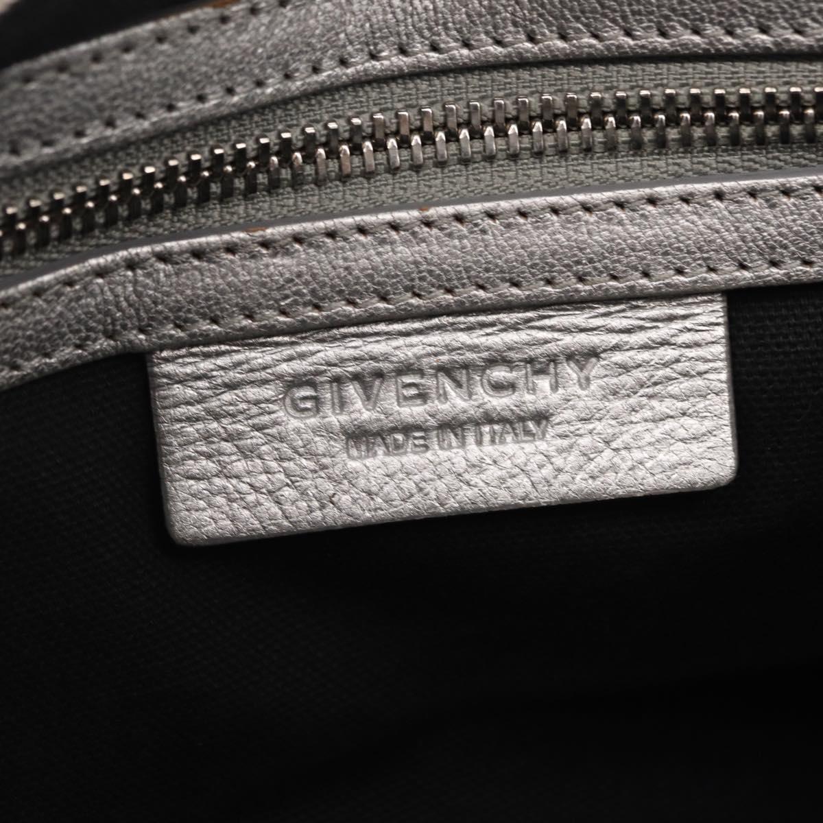 GIVENCHY Pandora Mini Shoulder Bag Leather Silver Auth 207804