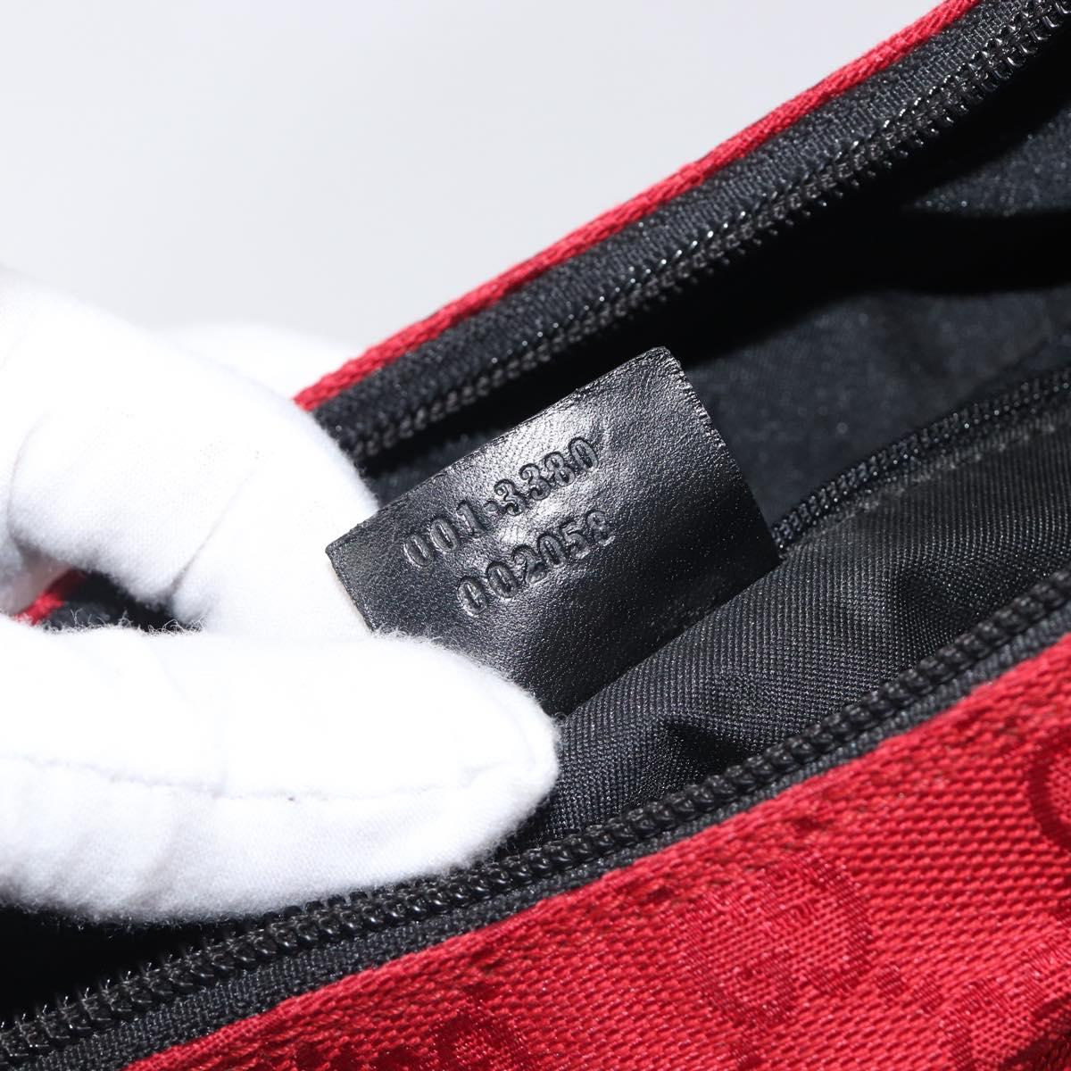 GUCCI GG Canvas Shoulder Bag Red Silver 001 3380 1705 Auth 207807A