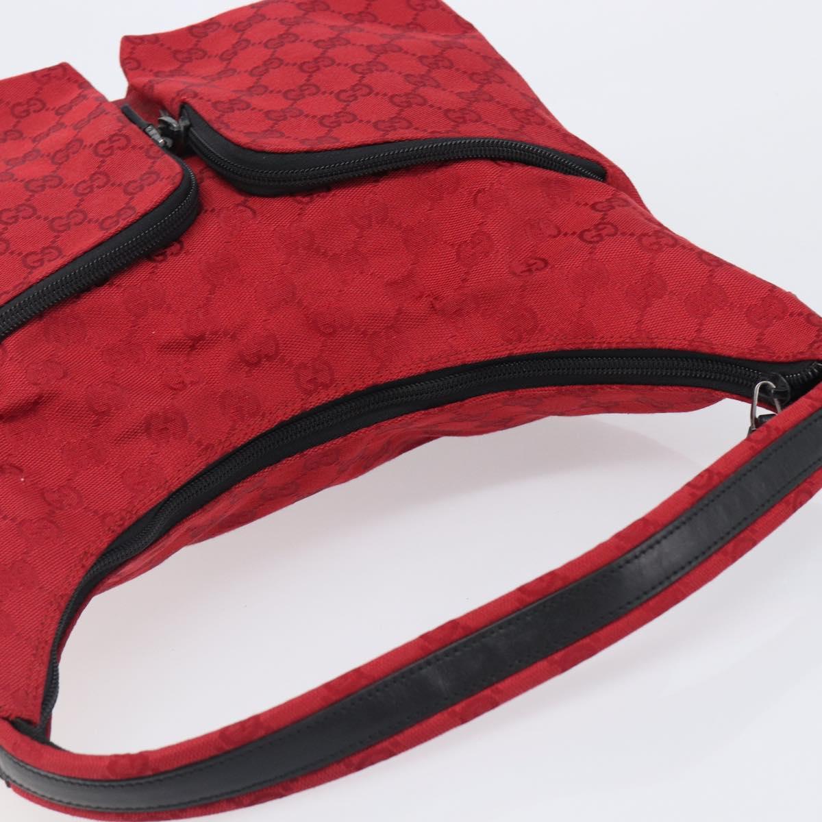 GUCCI GG Canvas Shoulder Bag Red Silver 001 3380 1705 Auth 207807A