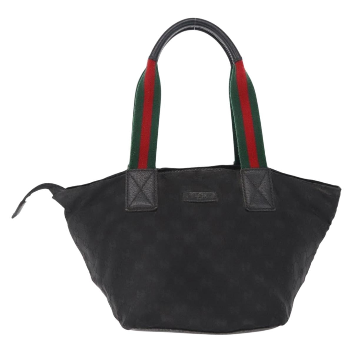 GUCCI GG Canvas Web Sherry Line Hand Bag Nylon Black 131228 Auth 207809A