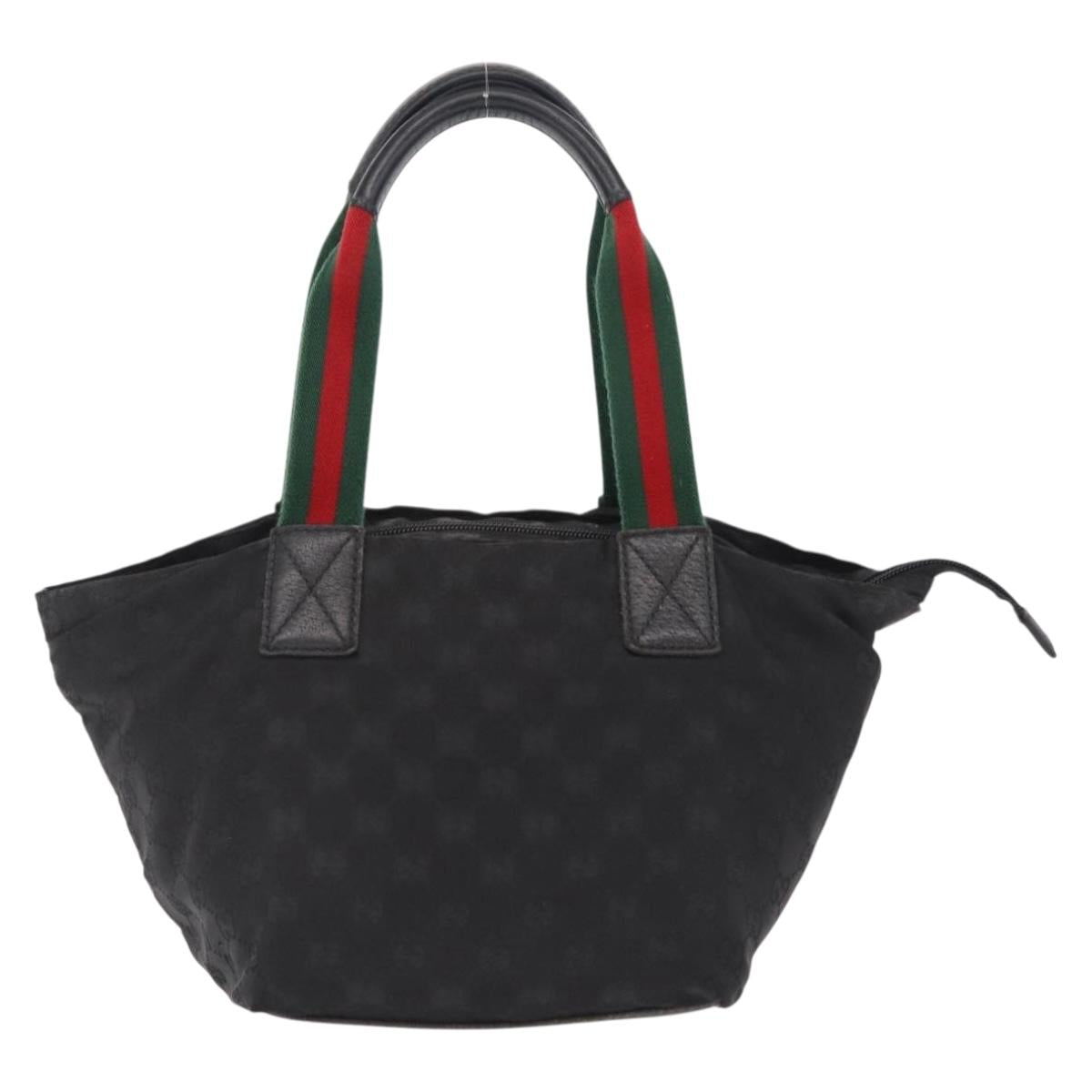 GUCCI GG Canvas Web Sherry Line Hand Bag Nylon Black 131228 Auth 207809A