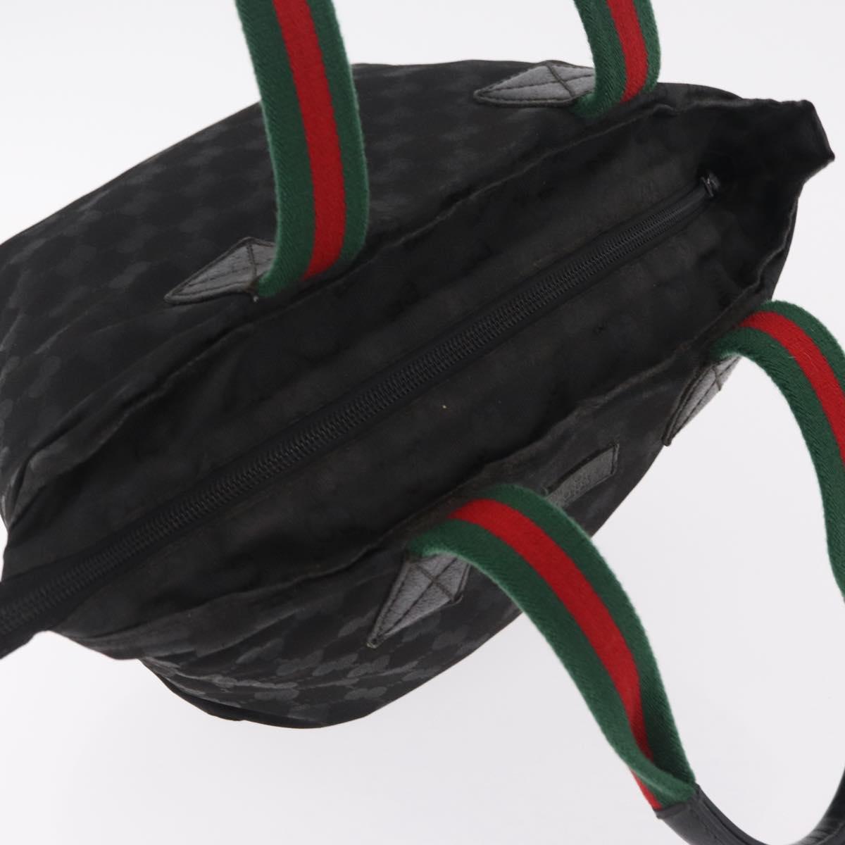 GUCCI GG Canvas Web Sherry Line Hand Bag Nylon Black 131228 Auth 207809A
