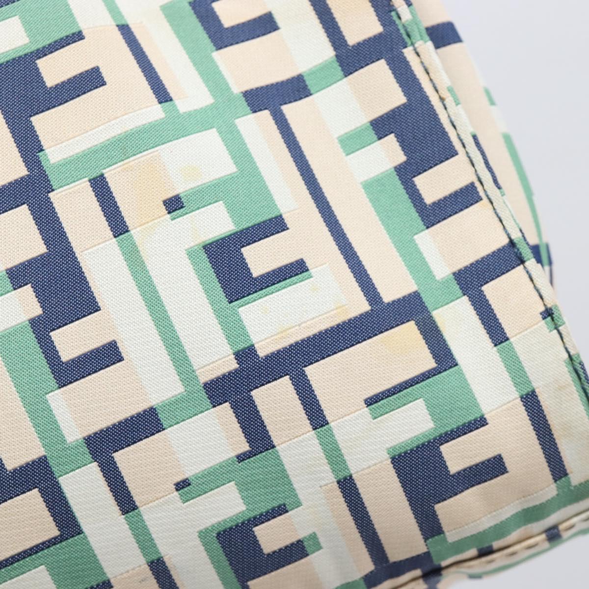 FENDI Zucca Canvas Hand Bag Nylon Green Silver Auth 207810A