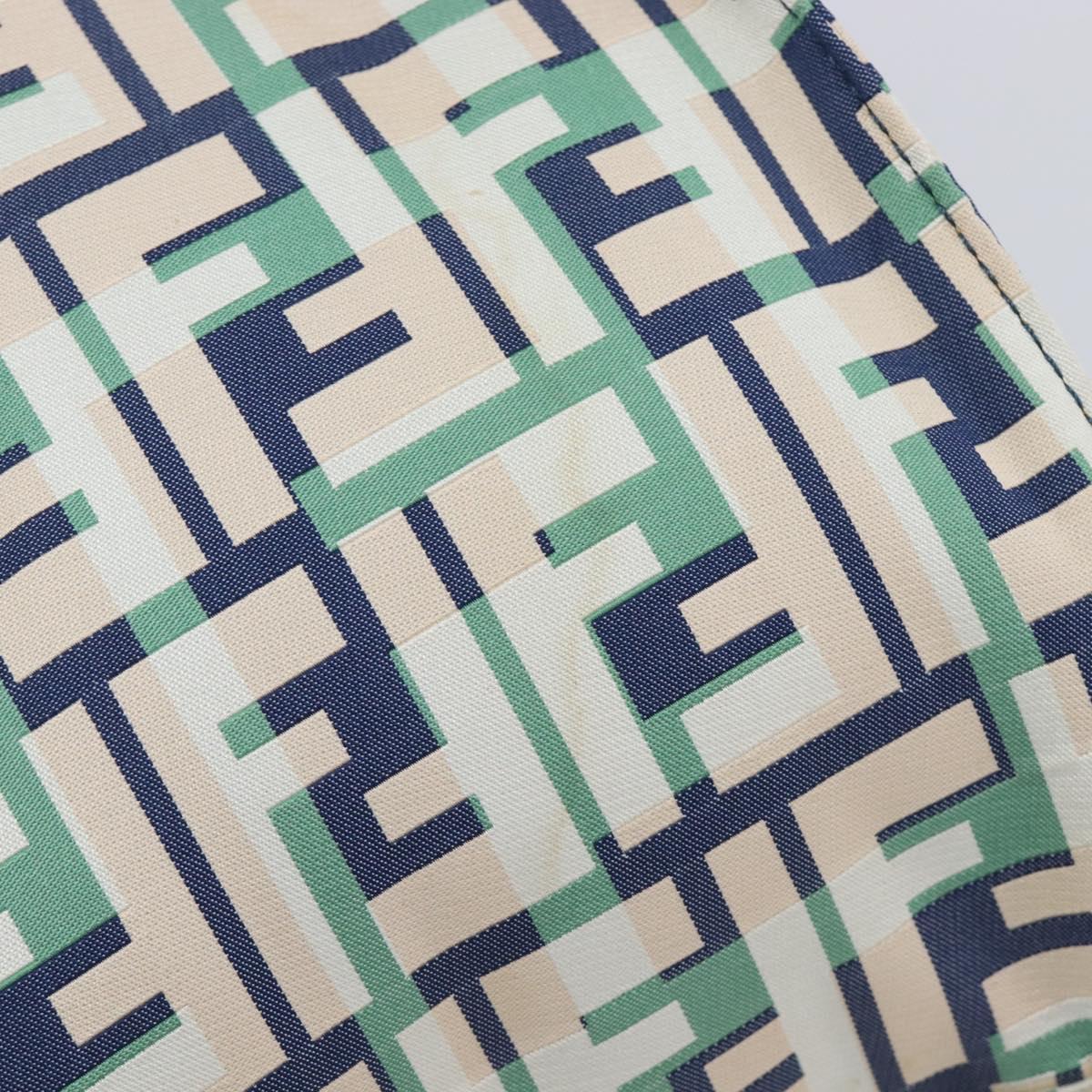 FENDI Zucca Canvas Hand Bag Nylon Green Silver Auth 207810A