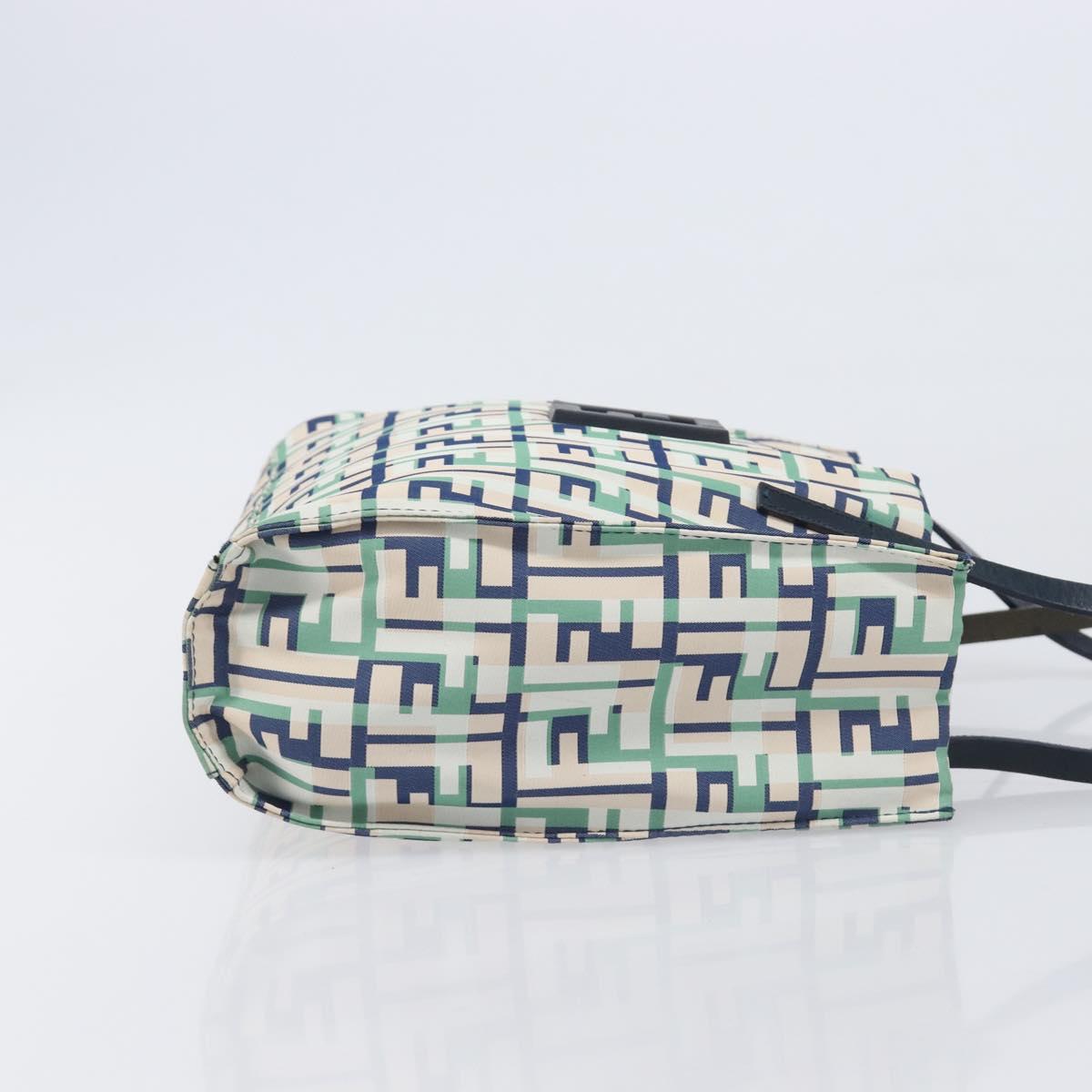FENDI Zucca Canvas Hand Bag Nylon Green Silver Auth 207810A