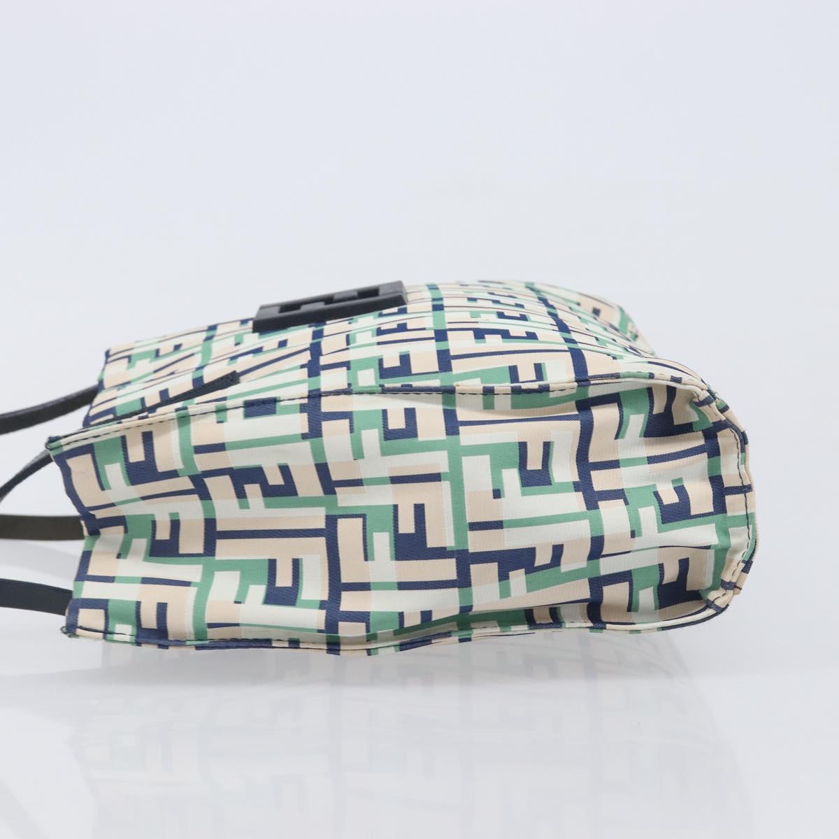 FENDI Zucca Canvas Hand Bag Nylon Green Silver Auth 207810A