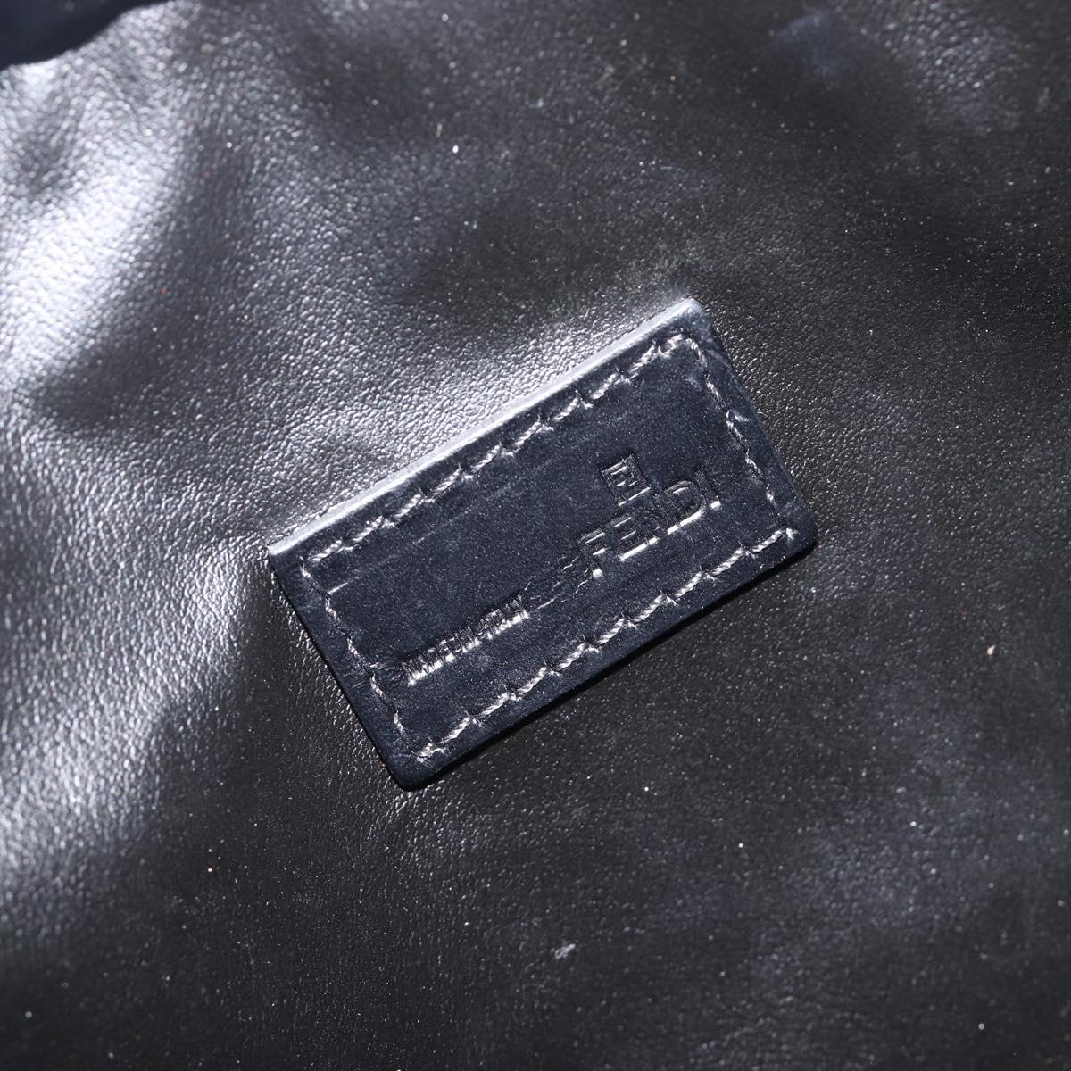 FENDI Zucchino Canvas Hand Bag Black Silver Auth 207811A
