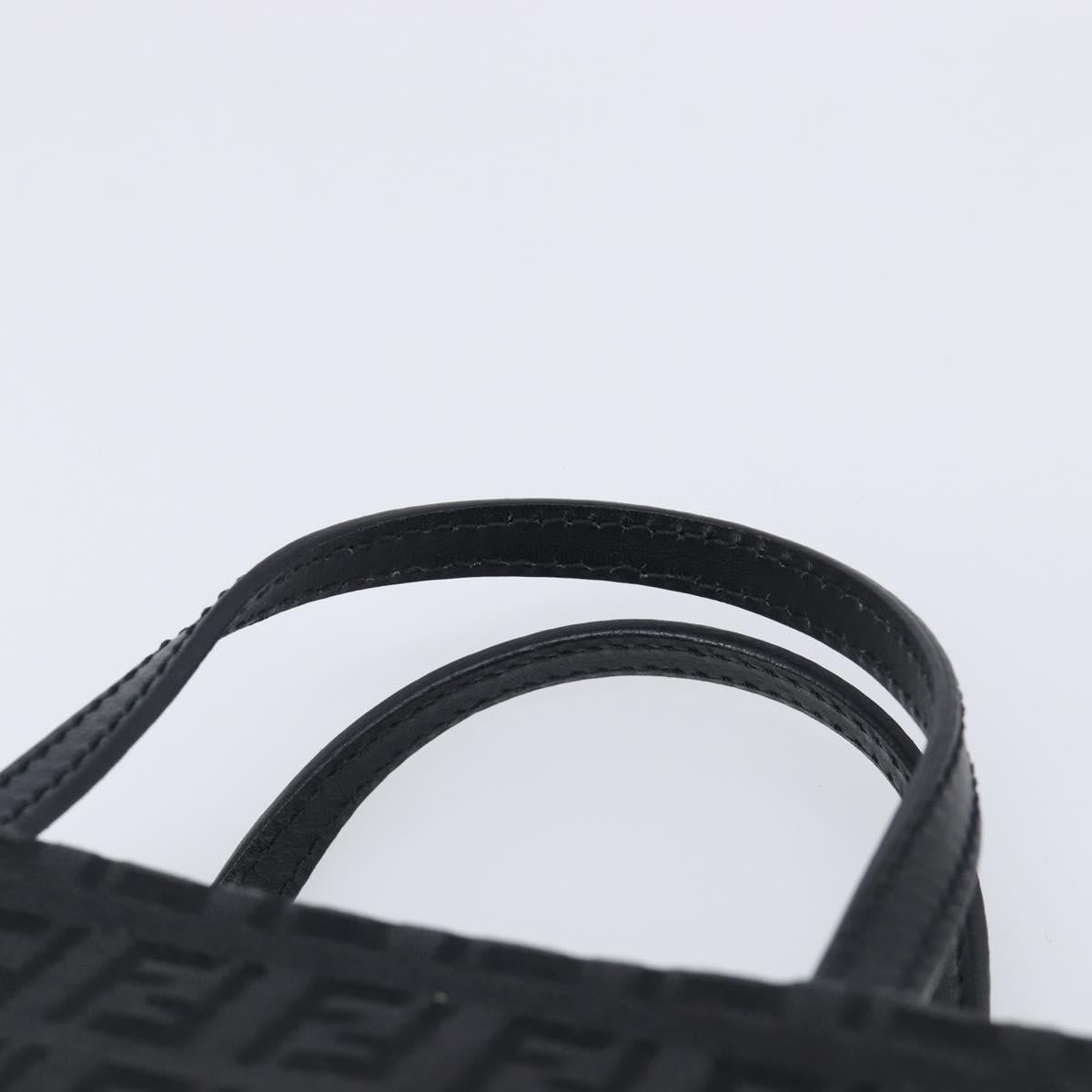 FENDI Zucchino Canvas Hand Bag Black Silver Auth 207811A