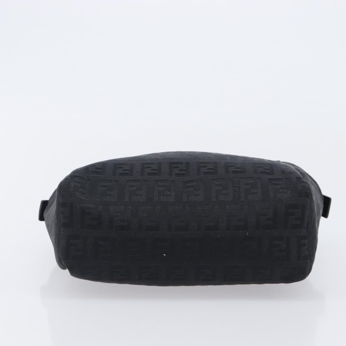 FENDI Zucchino Canvas Hand Bag Black Silver Auth 207811A