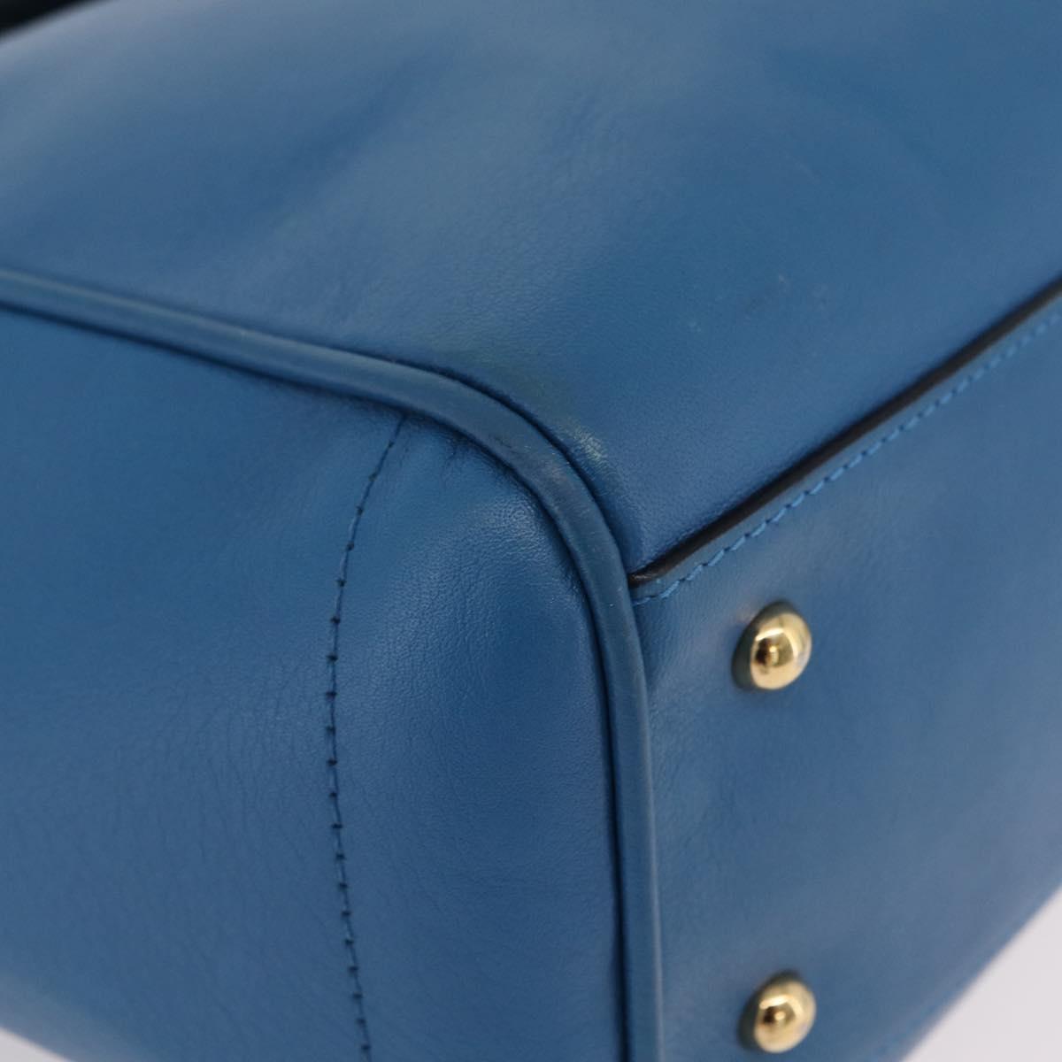 LOEWE Tote Bag Leather Gold Blue Auth 207812A