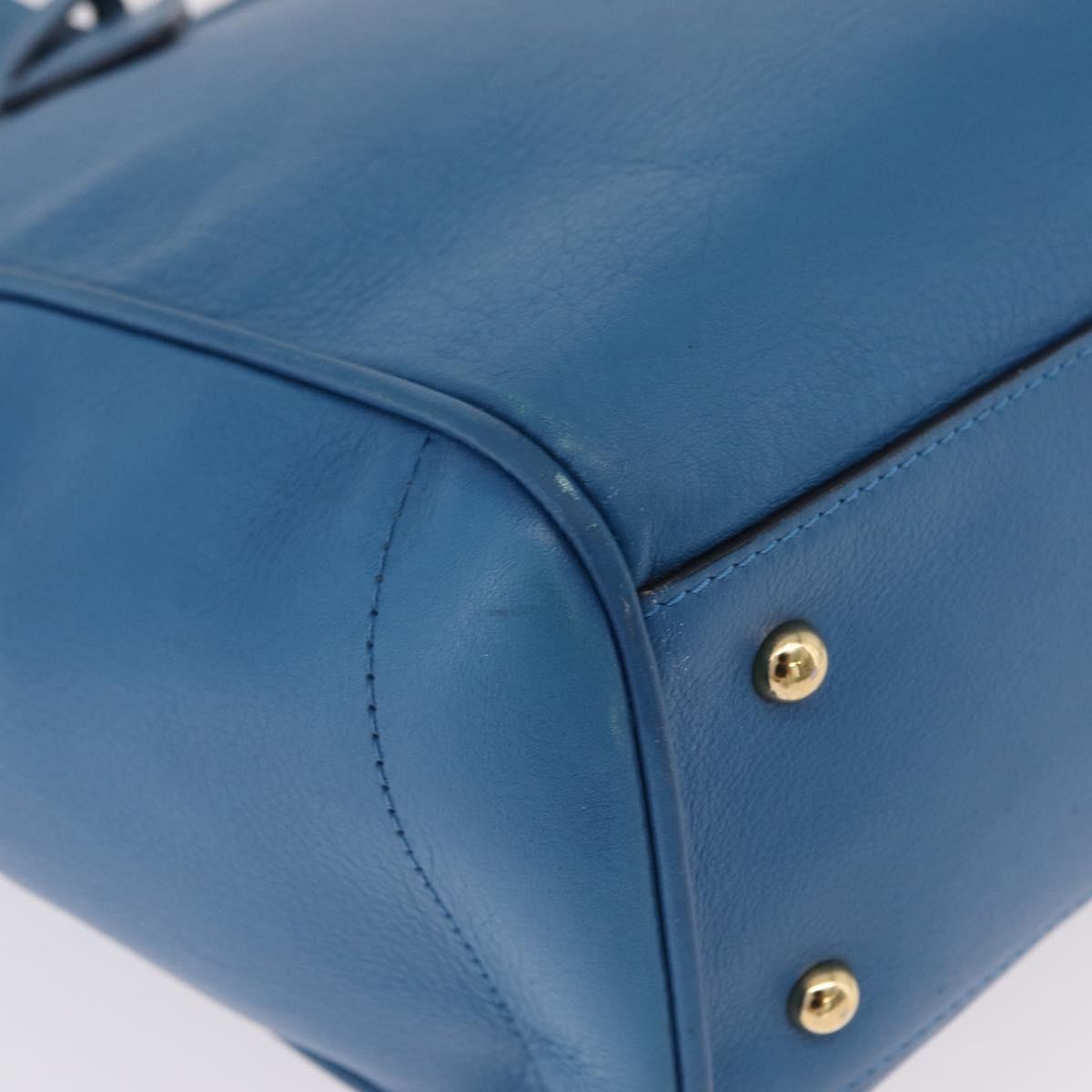 LOEWE Tote Bag Leather Gold Blue Auth 207812A