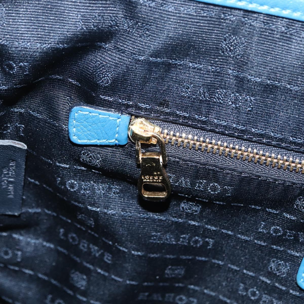 LOEWE Tote Bag Leather Gold Blue Auth 207812A