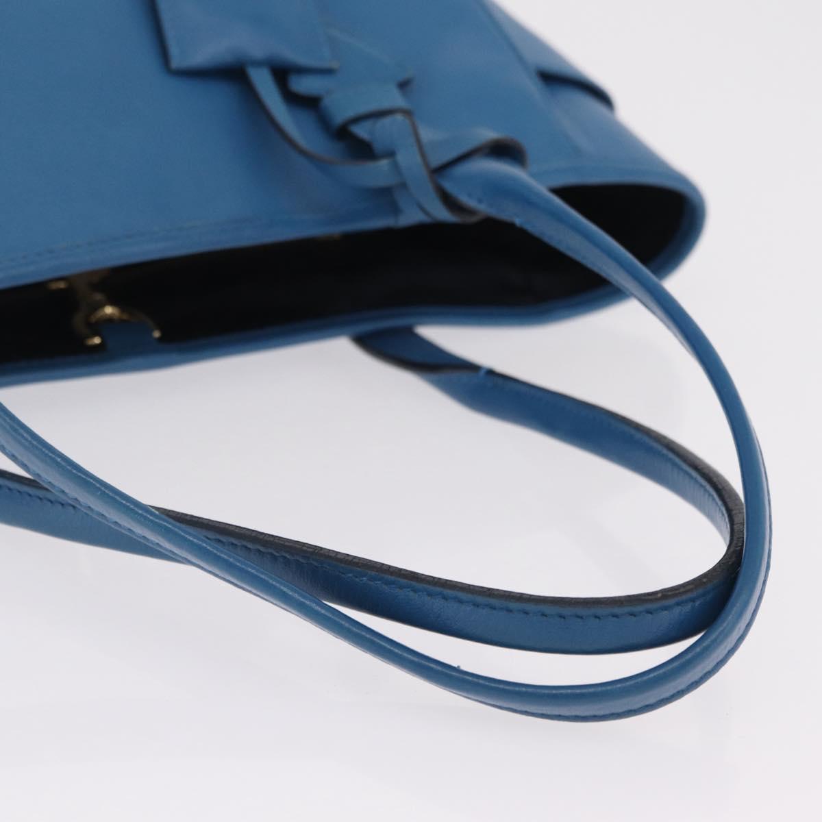 LOEWE Tote Bag Leather Gold Blue Auth 207812A