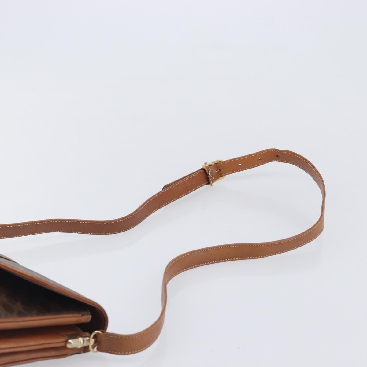 CELINE Macadam Canvas Shoulder Bag PVC Leather 2 Set Brown Auth 207813