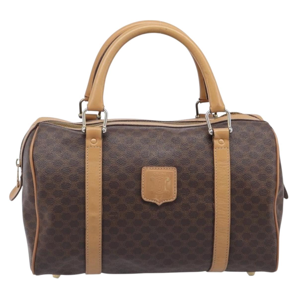 CELINE Macadam Canvas Shoulder Bag PVC Leather 2 Set Brown Auth 207813