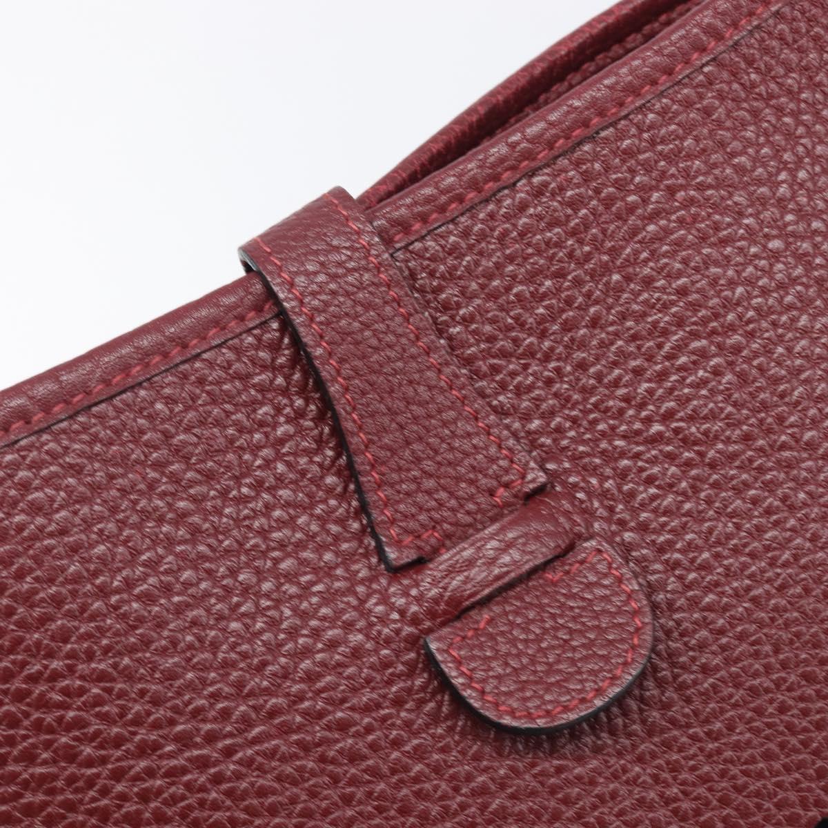 HERMES Evelyn 1MM Shoulder Bag Taurillon Leather Bordeaux Silver Auth 207820V